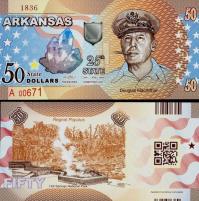 *USA 50 Dollars 2015 25. štát - Arkansas polymer - Kliknutím na obrázok zatvorte -